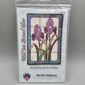 Wild Iris Stained Glass Quilt Pattern By Bear Paw Productions 22 x 33